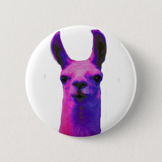 Badge Rond 5 Cm Lama graphique rose (Devant)