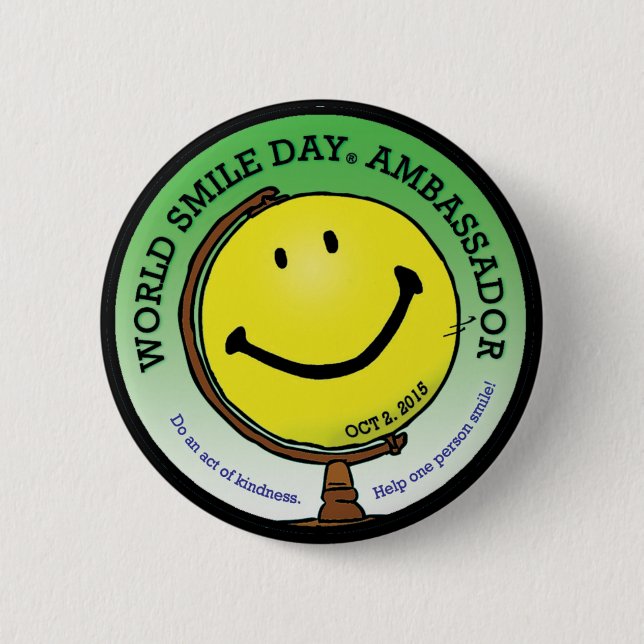 Badge Rond 5 Cm L'Ambassadeur 2015 de Day® de sourire du monde (Devant)