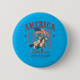 Badge Rond 5 Cm L'Amérique 250 Ans Cowgirl Patriotique 4 Juillet P