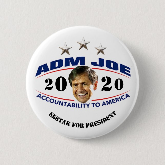 Badge Rond 5 Cm L'amiral Joe Sestak Président (Devant)