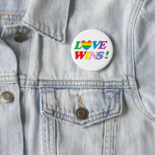 Badge Rond 5 Cm L'amour arc-en-ciel gagne le cœur LGBT
