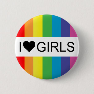 Badge Rond 5 Cm l'amour arc-en-ciel. j'aime les filles.