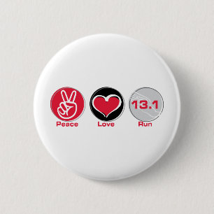 Badge Rond 5 Cm L'amour de paix courent le semi-marathon 13,1