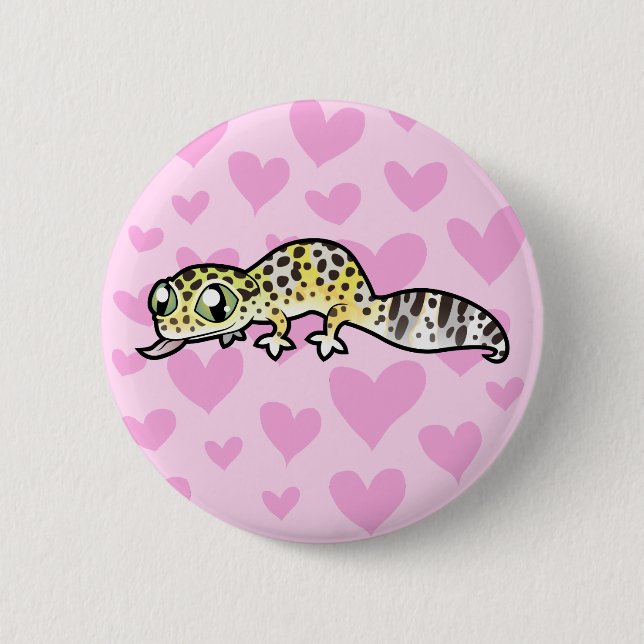 Badge Rond 5 Cm L'amour des geckos léopard (Devant)