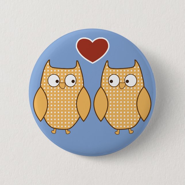 Badge Rond 5 Cm L'amour du coeur du hibou (Devant)
