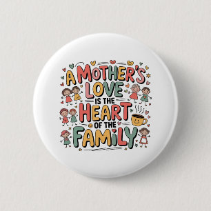 Badge Rond 5 Cm L'amour d'une mère est le cœur de la famille