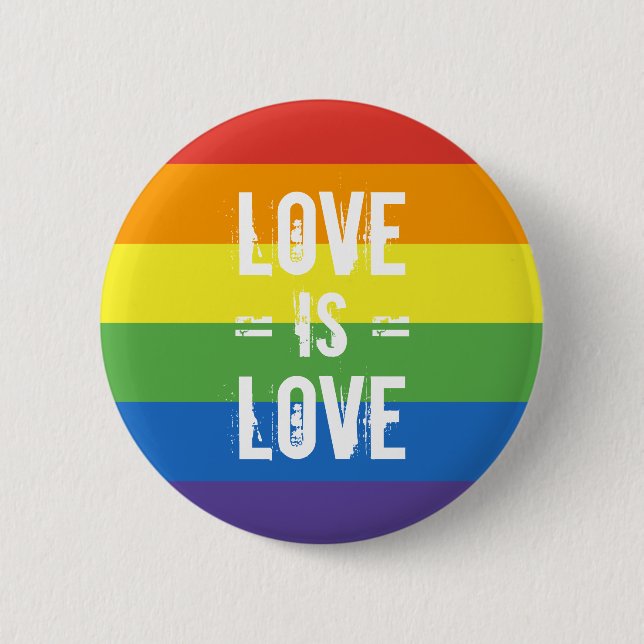 Badge Rond 5 Cm L'amour est amour - aimez le drapeau d'arc-en-ciel (Devant)