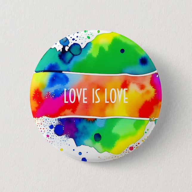 Badge Rond 5 Cm L'amour est amour LGBT Pride Rainbow (Devant)