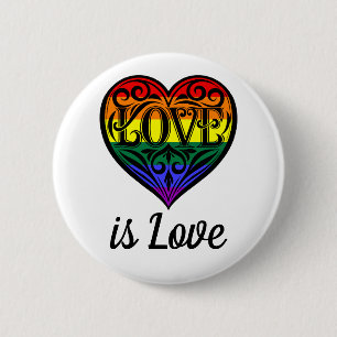 Badge Rond 5 Cm L'amour est amour LGBTQ Coeur arc-en-ciel