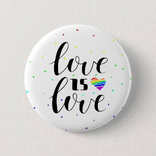 Badge Rond 5 Cm L'amour est l'amour   Coeurs arc-en-ciel