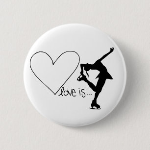Badge Rond 5 Cm L'amour est patinage artistique, patineur de fille