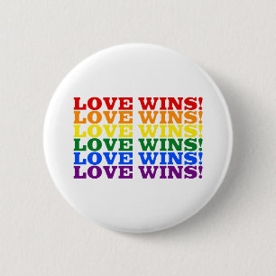 Badge Rond 5 Cm L'amour gagne arc-en-ciel