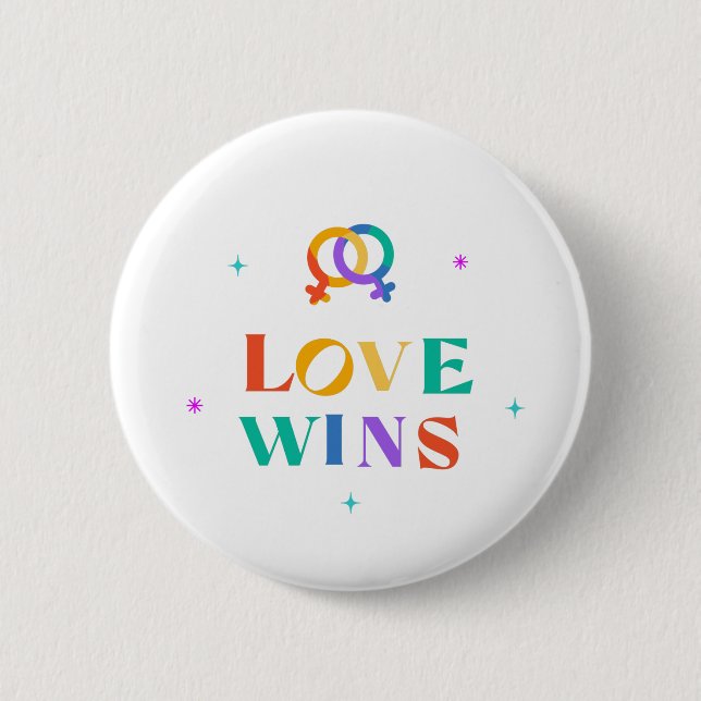 Badge Rond 5 Cm L'amour gagne Rainbow (Devant)