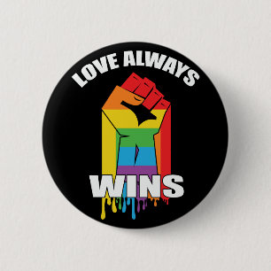 Badge Rond 5 Cm L'amour gagne toujours Gay LGBT