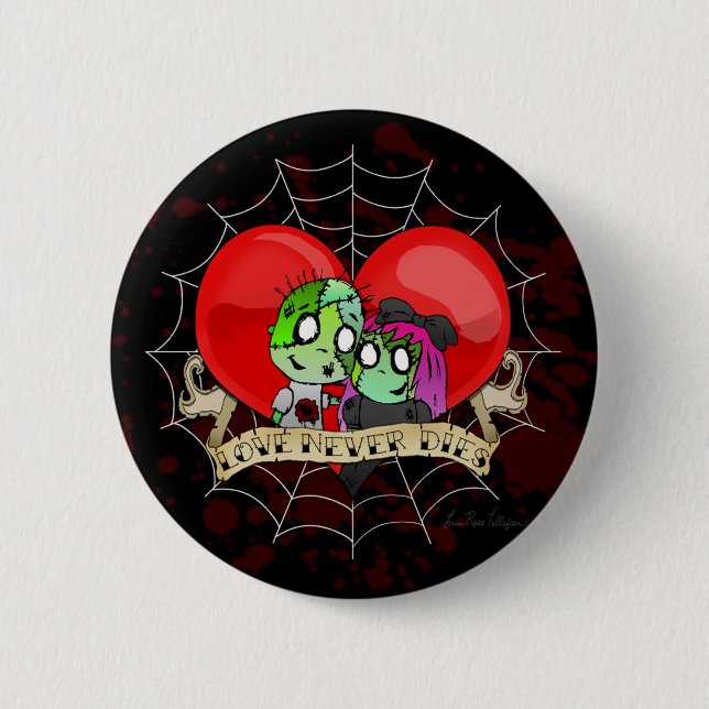 Badge Rond 5 Cm L'amour ne meurt jamais (Devant)