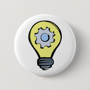 Badge Rond 5 Cm Lampe et engrenage