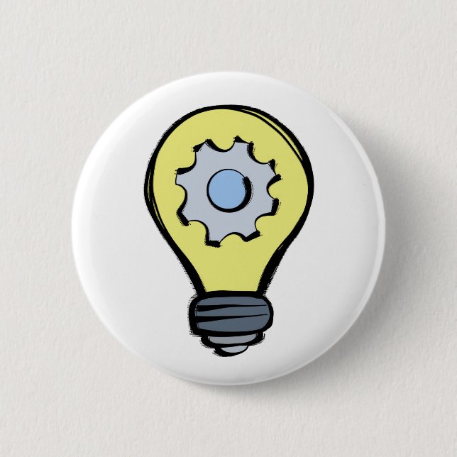 Badge Rond 5 Cm Lampe et engrenage (Devant)