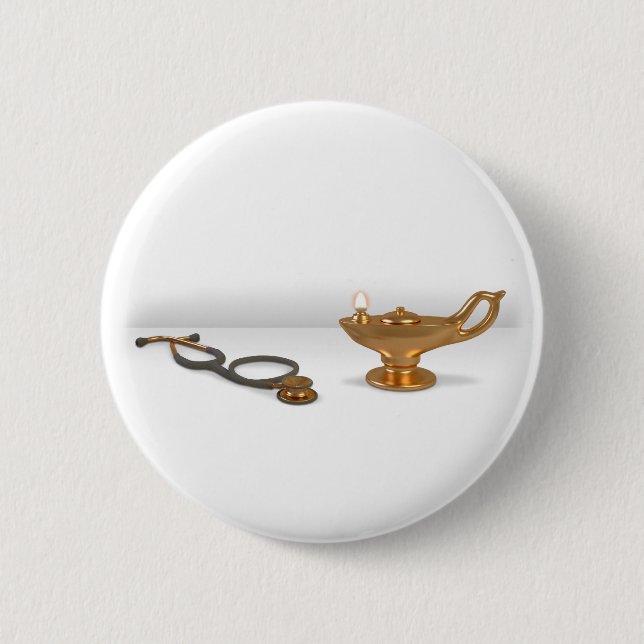 Badge Rond 5 Cm Lampe et stéthoscope de soins (Devant)