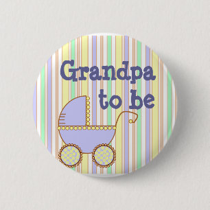Badge Rond 5 Cm Landau bleu - "grand-papa à être" goupille