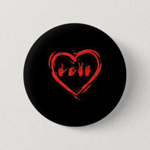 Badge Rond 5 Cm Langage des signes de la main du cœur d'amour Sain