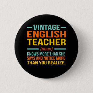 Badge Rond 5 Cm Langue de définition de l'enseignant en anglais v