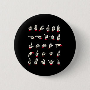 Badge Rond 5 Cm Langue des signes - Alphabet A à Z ASL Sourds
