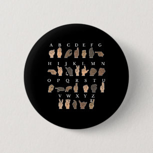 Badge Rond 5 Cm Langue des signes Geste de la main Sourde sensibil