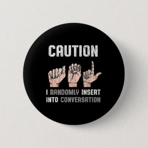 Badge Rond 5 Cm Langue des signes Vêtements Sourds Sensibilisation