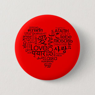 Badge Rond 5 Cm Langues de coeur d'amour
