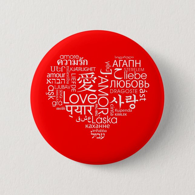 Badge Rond 5 Cm Langues de coeur de l'amour (Devant)