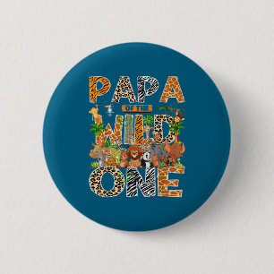 Badge Rond 5 Cm L'animal du Papa Wild Safari Zoo