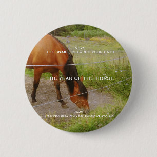 Badge Rond 5 Cm L'année du Cheval, citation 2026