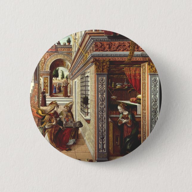 Badge Rond 5 Cm L'Annonciation, avec saint Emidius (Devant)