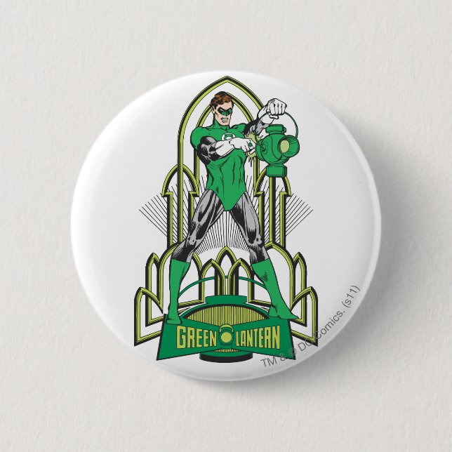 Badge Rond 5 Cm Lanterne verte avec des lettres (Devant)