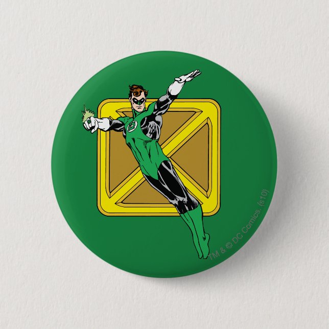 Badge Rond 5 Cm Lanterne verte avec l'arrière - plan (Devant)