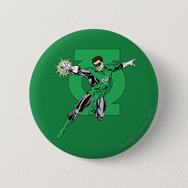 Badge Rond 5 Cm Lanterne verte avec l'arrière - plan de logo (Devant)