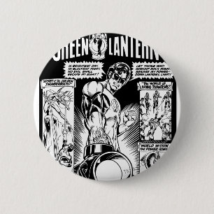 Badge Rond 5 Cm Lanterne verte - comique, noir ombragés par vert