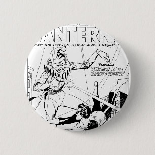 Badge Rond 5 Cm Lanterne verte contre le clown, noir et blanc