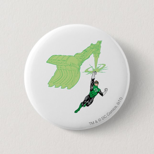 Badge Rond 5 Cm Lanterne verte - entièrement rendue, avec la (Devant)