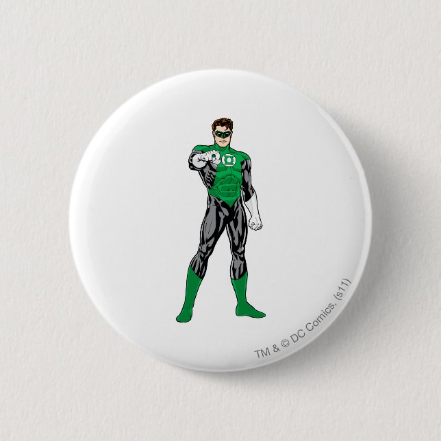 Badge Rond 5 Cm Lanterne verte - entièrement rendue, se tenant (Devant)