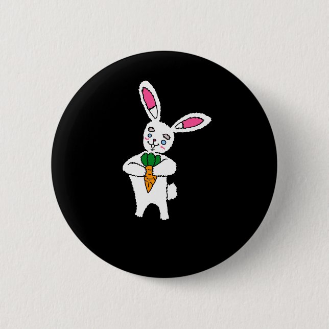 Badge Rond 5 Cm Lapin avec bouton de carotte  (Devant)