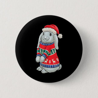 Badge Rond 5 Cm Lapin Avec Chandail Noël Noël Lapin Noël