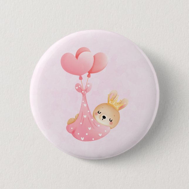 Badge Rond 5 Cm Lapin bébé mignon dans une couverture en forme de  (Devant)