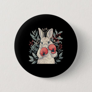 Badge Rond 5 Cm Lapin boxeur avec gants de boxe Kickboxing Drôle B