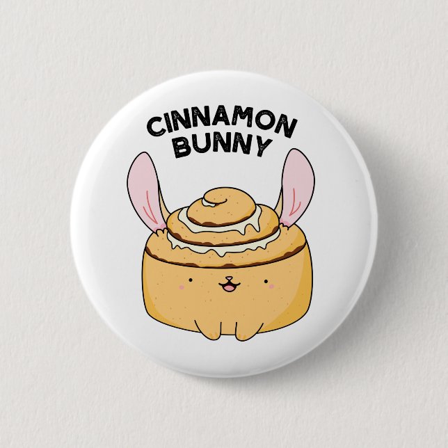 Badge Rond 5 Cm Lapin Cinnamon Drôle de Pun de Bun de Cannelle (Devant)