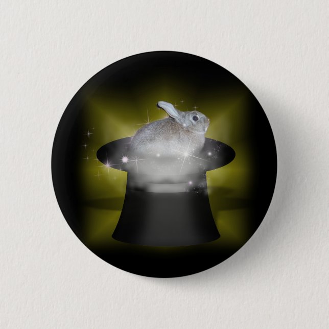 Badge Rond 5 Cm Lapin dans le Casquette magique (Devant)