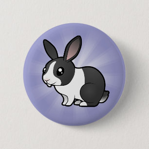 Badge Rond 5 Cm Lapin de bande dessinée (cheveux lisses d'oreille