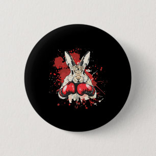 Badge Rond 5 Cm Lapin de boxe avec gants de boxe Kickboxing Drôle