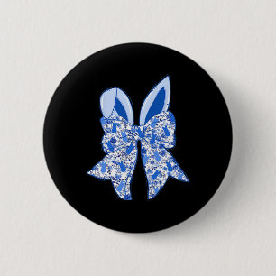 Badge Rond 5 Cm Lapin de chinoiserie vintage bleu et blanc Ha