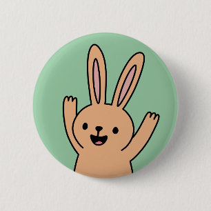 Badge Rond 5 Cm Lapin de dessin animé heureux